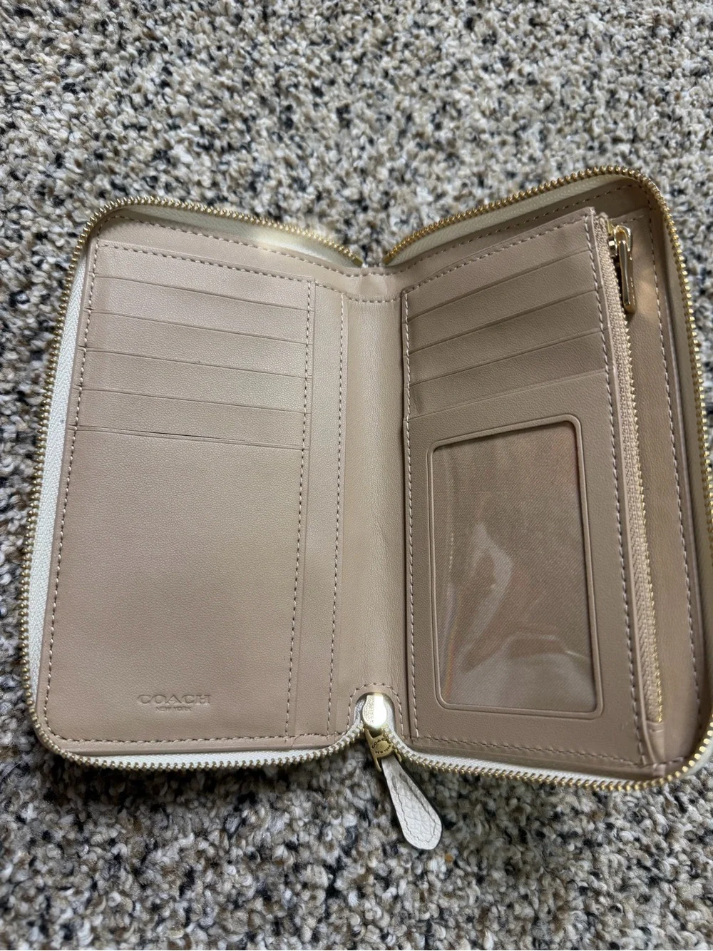 Coach White Mini Backpack with Brown Interior and Rainbow Strap